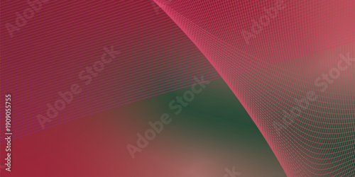 Green and light coral abstract shape grainy gradient background on black backdrop with noisy texture for wide banner poster and header design