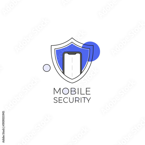Mobile phone security shield illustration on transparent background