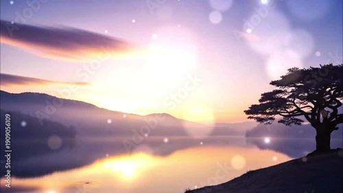 Wallpaper Mural Peaceful sunrise landscape over calm lake with soft glowing light Torontodigital.ca