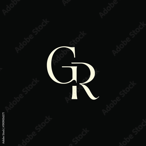 Elegant Intertwined G and R logo design. GR monogram. Modern, sophisticated branding symbol suitable for luxury fashion, design studios, and editorial logos.
