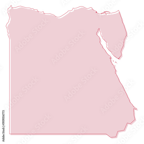 Soft Red Simple with Outline Egypt Map African Country