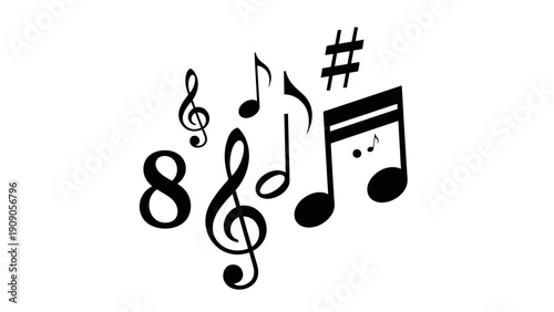 Music notes and symbols collection.