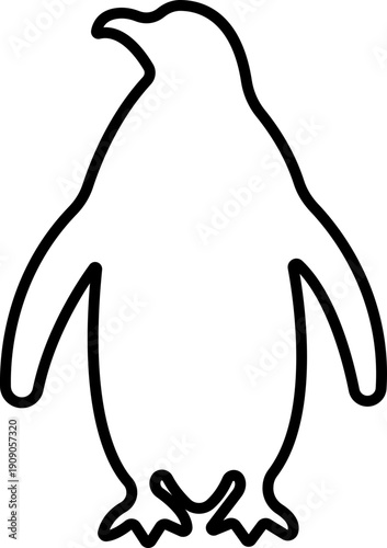 Penguin Line Style Vector Black Icon, Antarctic Bird Silhouette Symbol and Wildlife Outline Graphic Group Featuring Penguin, Seabird and Flightless Bird