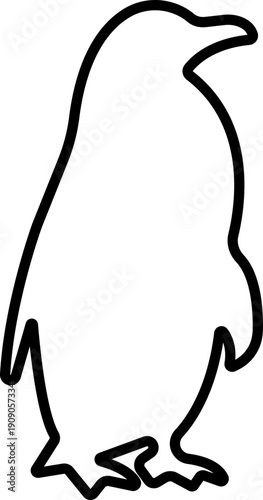 Penguin Line Style Vector Black Icon, Antarctic Bird Silhouette Symbol and Wildlife Outline Graphic Group Featuring Penguin, Seabird and Flightless Bird