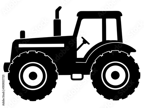 Silhouette vector illustration of modern farm tractor 