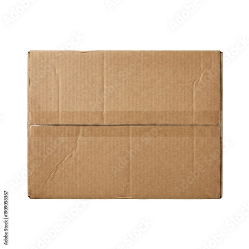 Fotografie Closed cardboard shipping box top view on transparent background
