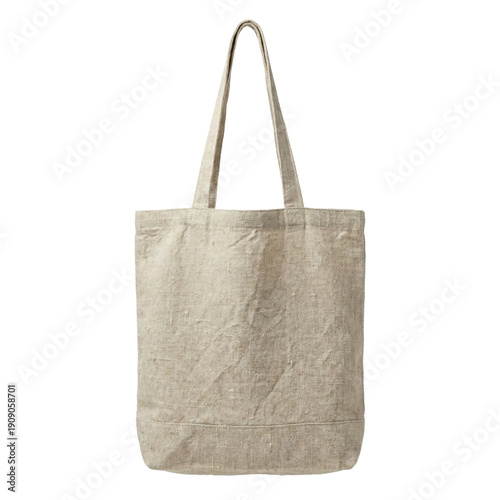 Bild auf Leinwand Natural linen tote bag isolated on transparent background