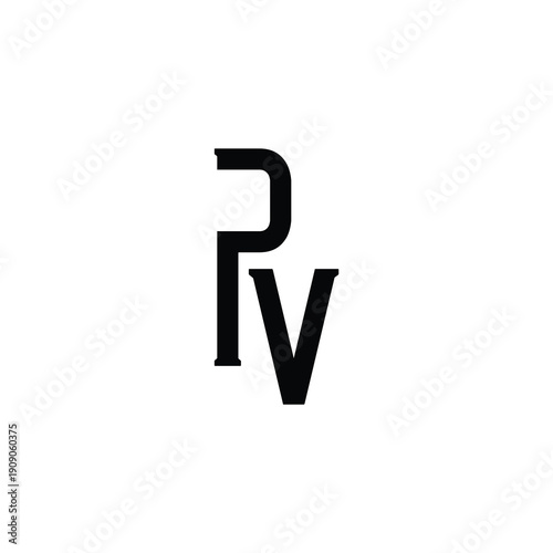 PV Abstract Initial Logo. Clean, high-contrast typography suitable for branding, identity, and corporate design. Ideal for logos, signage, and minimalist graphic projects.