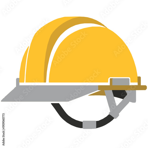 Yellow hard hat icon flat vector illustration for construction safety