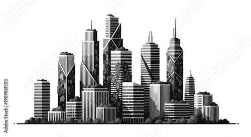 City Skyline with Modern Skyscrapers.