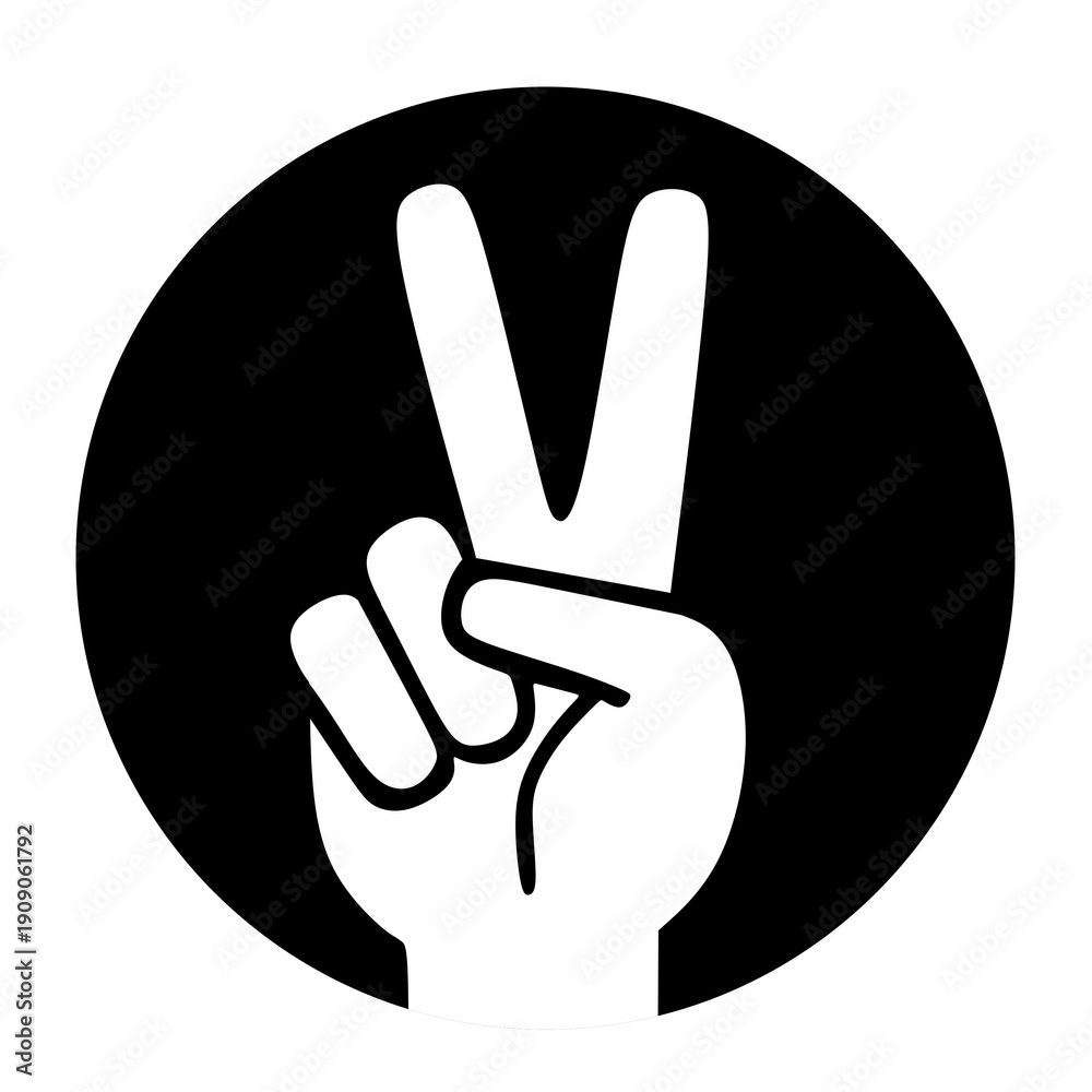 Obraz premium Peace Sign Inside Black Circle Shape Icon Illustration. It is suitable for use in various projects, such as logos, websites, and social media.