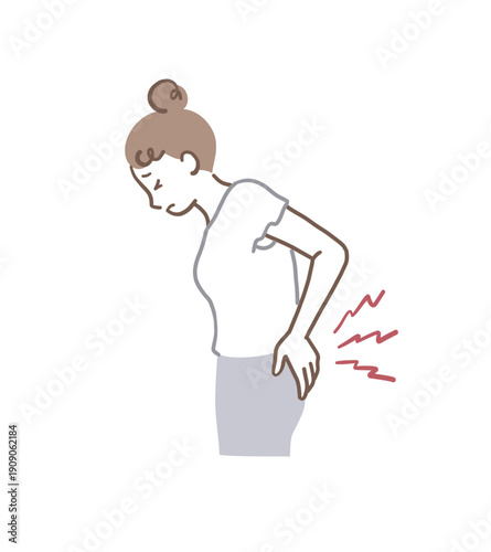 腰痛に苦しむ女性のイラスト素材