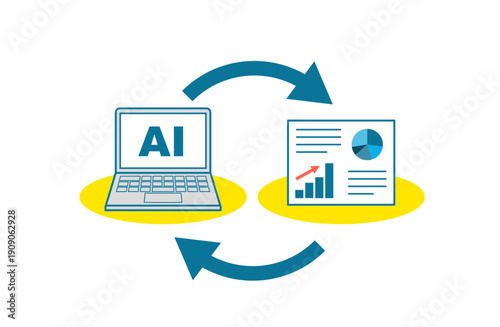 AIで資料をブラッシュアップするイメージイラスト　カラー