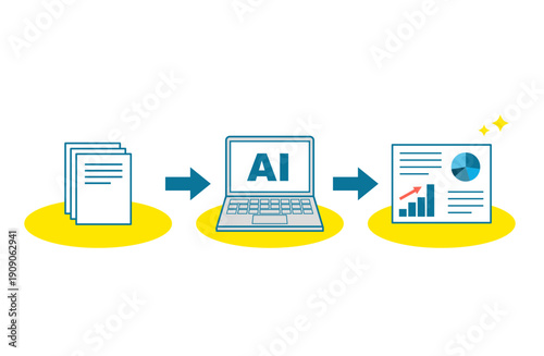 AIで資料作成するイメージイラスト　カラー