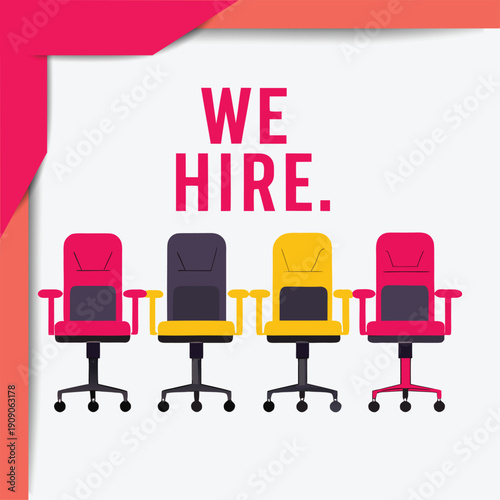 Illustrative graphic of empty office chairs, symbolizing job openings and the call for new employees to join a dynamic team, representing career opportunities within the organization