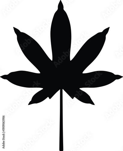 silhouette black cannabis leaf icon isolated on white background vector design
