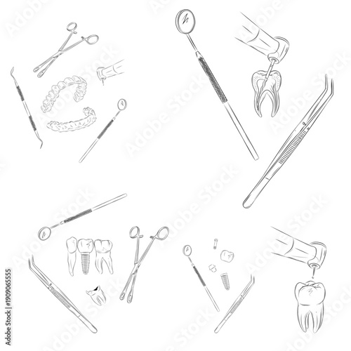 Root Canal Treatment Tools Set – Dental Endodontic Illustration
