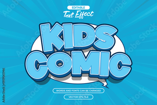 Kids comic editable text effect with blue comic background