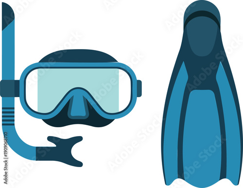 Snorkeling Gear Outline Icon Set  Mask, Snorkel, and Fins Collection