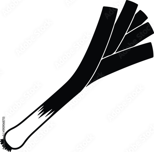 silhouette single leek vegetable icon isolated on a white background vector design