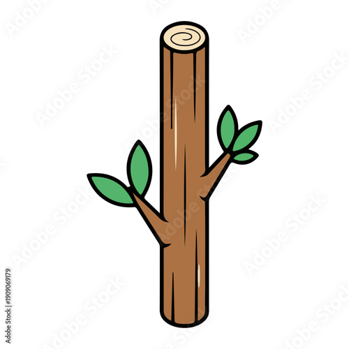 Wallpaper Mural Cartoon Wooden Log With Leaves Torontodigital.ca