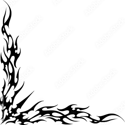 Neo Cyber Tribal Corner Frame, Gothic Tribal Corner Graphic