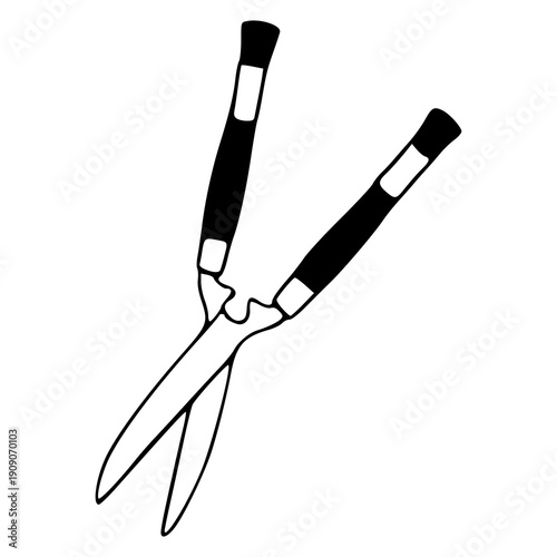 simple doodle of gardening scissors for horticulture and plant care