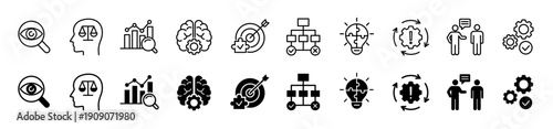 Critical thinking icon set. Problem solving and logic symbol. Vector illustration.