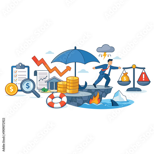 Navigating financial risks and safety measures illustration