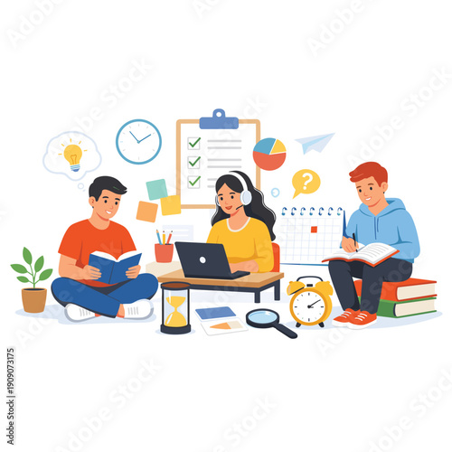 Group study session with collaborative tools