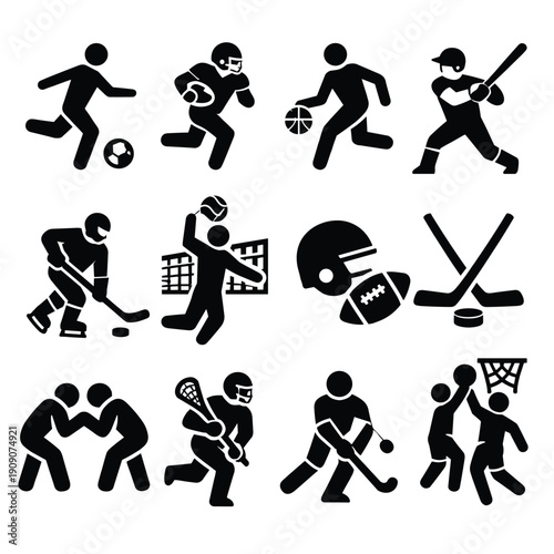 Dynamic Sports Icon Set for Various Games