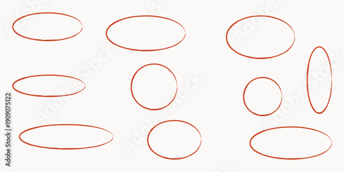 A collection of various oval shapes in different sizes and orientations