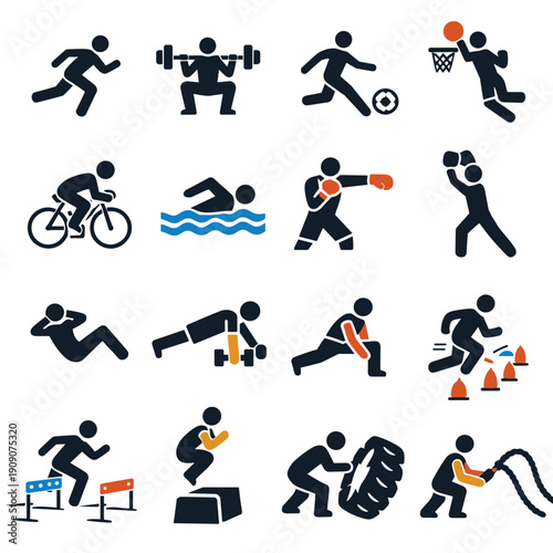 Fitness and Sports Activities Icon Set