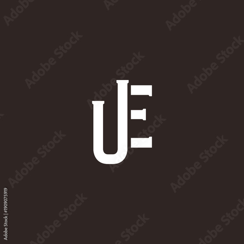 UE Abstract Initial Logo. Clean, high-contrast typography suitable for branding, identity, and corporate design. Ideal for logos, signage, and minimalist graphic projects.