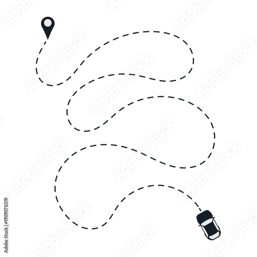 Mudik Travel Route Line Illustration