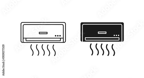 Air Conditioner Icon Set Vector – Cooling HVAC Climate Control Design