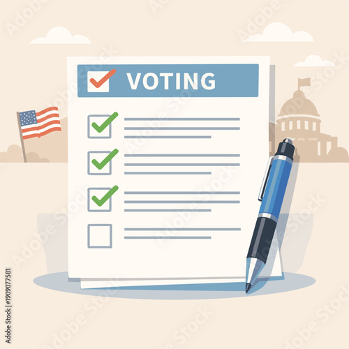 Voting Checklist with American Flag Theme