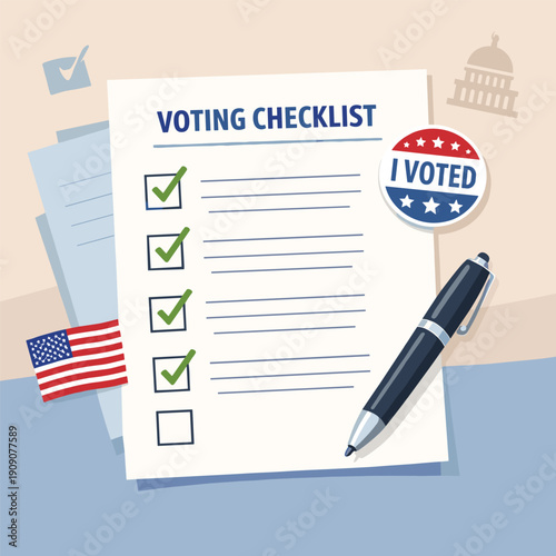 Voting Checklist with I Voted Badge