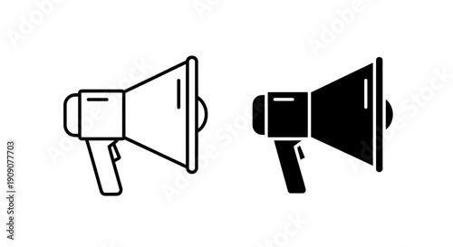 Megaphone Icon Set – Announcement Speaker Outline Solid Symbols