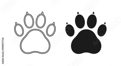 Animal Paw Print Icon Set Vector – Pet Footprint Symbol Design