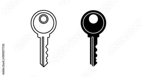 Key Icon Set – Security Access Outline Solid Symbols