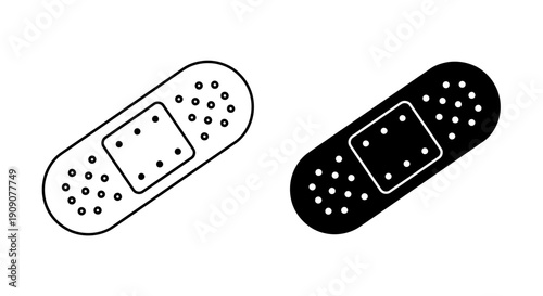 Adhesive Bandage Icon Set Vector – Medical First Aid Plaster Design