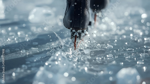 Winter Olympics Inspired Macro Ice and Speed Skating Detail