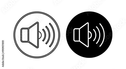 Speaker Volume Icon Set – Sound Audio Control Outline and Solid Symbols