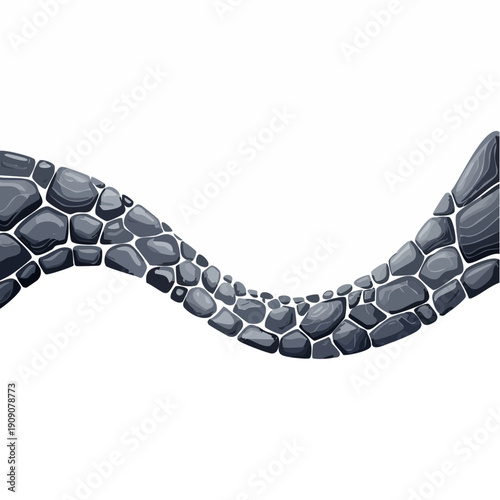 Abstract Wavy Pattern of Dark Grey Stone Tiles.