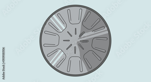 Abstract Circular Metal Object with Radial Lines and Segments