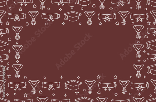 Attributes graduation frame background. Seamless attributes graduation frame design. Doodle attributes graduation frame background.