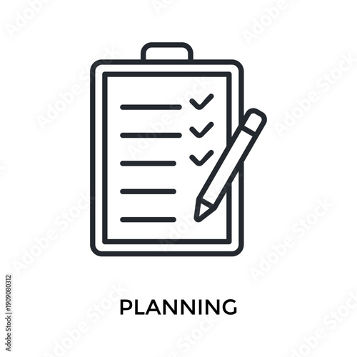 Planning Icon Outline Style. Vector Illustration For Graphic Design
