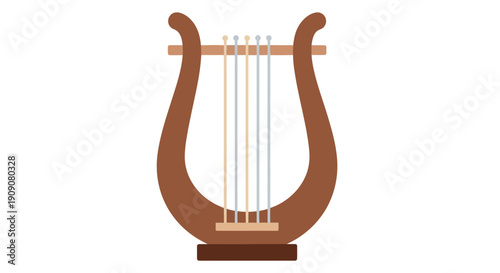 Ancient Lyre Musical Instrument Icon, Greek Mythology String Instrument