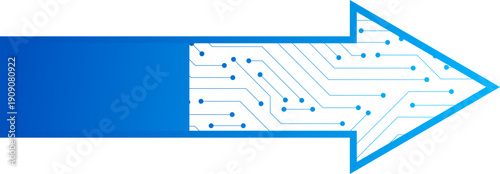 Digital transformation with circuit arrow electronic connect line. 
